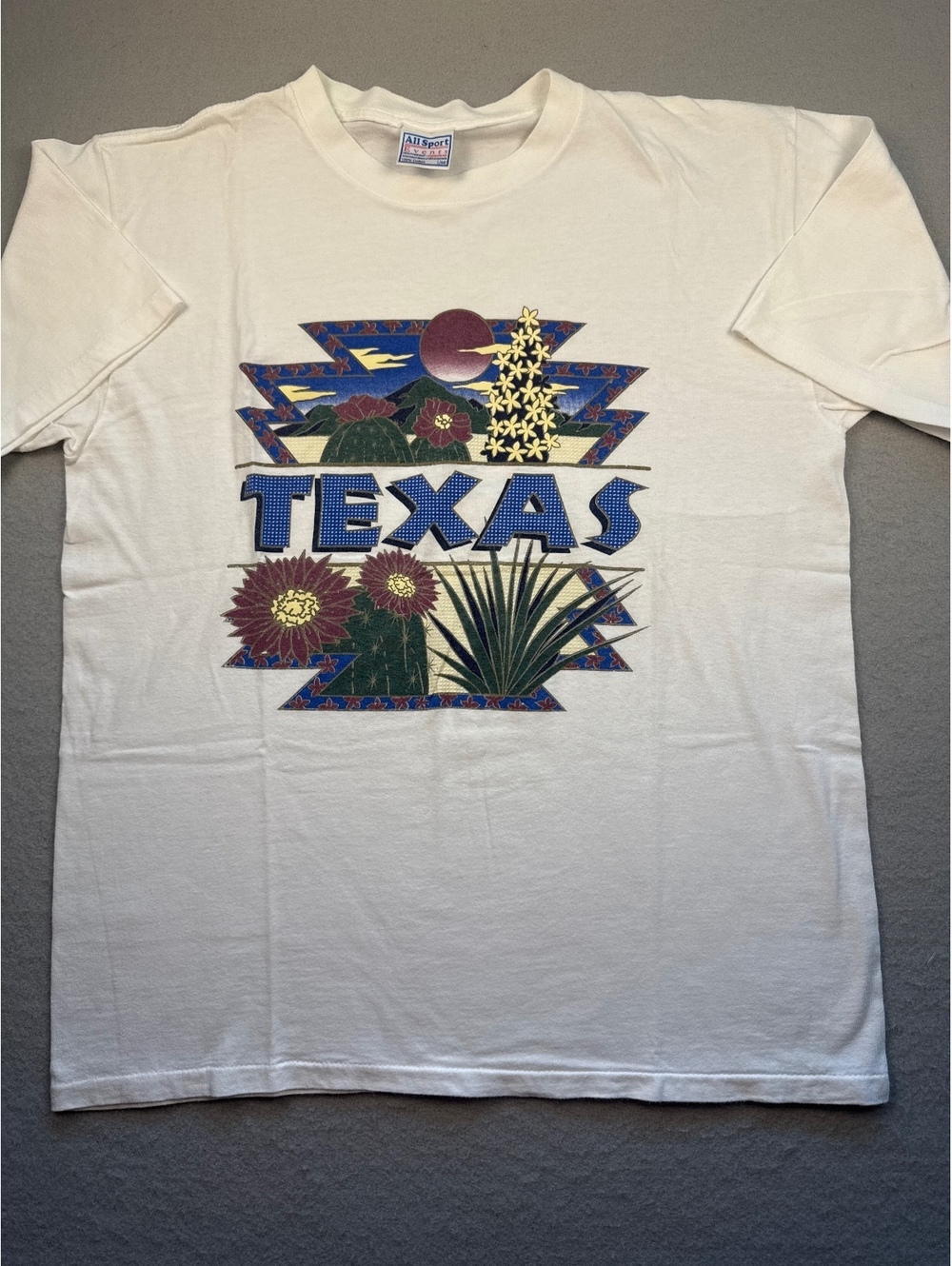 Vintage All Sport Events Texas Graphic Heavyweight Cotton T-Shirt Size Large